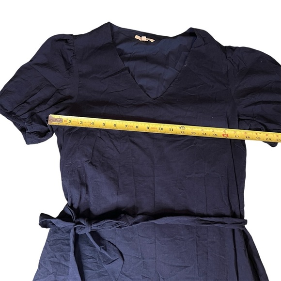 Tea n Rose Cotton Cottage Core Navy Prairie Dress with Eyelet Floral Embroidery - Picture 4 of 6